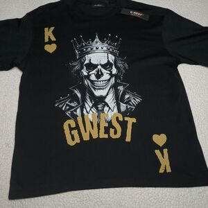 G West Skull Graphic T Shirt 2XL Heavyweight Black Gold